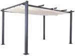 Jet-line Pavillon Pergola Überdachung 'Luxor 4 x 3 m Sonnenschutz Terrasse Garten anthrazit-beige Sonnenschutz Sonnendach UV Schutz Aluminium Alu Massive Stützen 10x10 cm