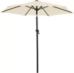 Kingsleeve Sonnenschirm 200 cm UV Schutz 50+ Kurbel Knickbar Wasserfest Alu Rund 2m Balkon Terrasse Garten Balkonschirm Kurbelschirm Marktschirm Beige