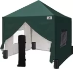 FINFREE 3 x 3 m Pop up Pavillon Faltpavillon Festzelt Partyzelt mit 4 Seitenwänden/Seitenteile, Wasserdicht Windfest Stabil, Trolley Tasche mit Rollen für Markt, Garten, Hof, Dunkel Grün