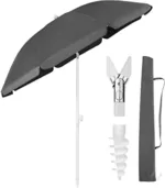Sekey® 180 cm Sonnenschirm| Stabil Strandschirm mit Bodenhülse & Schutzhülle für Balkon Garten & Terrasse| Neigungswinkel und Höhe verstellbar, Rund Sonnenschutz UPF 50+