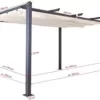 Jet-line Pavillon Pergola Überdachung 'Luxor 4 x 3 m Sonnenschutz Terrasse Garten anthrazit-beige Sonnenschutz Sonnendach UV Schutz Aluminium Alu Massive Stützen 10x10 cm - Image 7