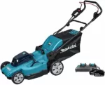 Makita DLM480PT2 Akku-Rasenmäher 2x18V / 5, 0 Ah, 2 Akkus + Ladegerät, Petrol