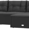 Yolola 4-TLG Lounge Gartenmöbel Set Loungemöbel Sofa Rattan Balkonmöbel Balkonlounge Outdoor Sitzbank Garten Gartenlounge Gartensofa Balkon Terrasse Terrassenmöbel Ecklounge Schwarz - Image 3
