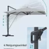 SONGMICS Sonnenschirm 290 x 290 cm, Ampelschirm, Gartenschirm, UV-Schutz UPF 50+, um 360° drehbar, Neigungswinkel verstellbar, mit Ständer, Befestigungsgurten und Abdeckung, hellgrau GPU039G02 - Image 5