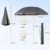 Sekey® 180 cm Sonnenschirm| Stabil Strandschirm mit Bodenhülse & Schutzhülle für Balkon Garten & Terrasse| Neigungswinkel und Höhe verstellbar, Rund Sonnenschutz UPF 50+ - Image 8