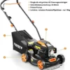 FUXTEC Benzin Rasenmäher FX-RM4180 1,8PS / 1,3kW | Gewicht nur 18kg | 40cm Schnittbreite & 3-stufige Schnitthöhenverstellung 25-55mm | 80ccm 4-Takt Mäher – Inkl. 45L Grasfangkorb - Image 7