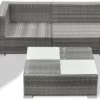 Yolola 6 Teilig Lounge Set Gartenmöbel Set Loungemöbel Sofa Poly Rattan Balkonmöbel Balkonlounge Gartenlounge Gartensofa Balkon Terrasse Terrassenmöbel Ecksofa Garten Grau - Image 4