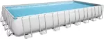 Bestway Power Steel Frame Pool Komplett-Set mit Sandfilteranlage 956 x 488 x 132 cm, lichtgrau, eckig