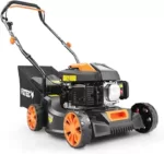 FUXTEC Benzin Rasenmäher FX-RM4180 1,8PS / 1,3kW | Gewicht nur 18kg | 40cm Schnittbreite & 3-stufige Schnitthöhenverstellung 25-55mm | 80ccm 4-Takt Mäher – Inkl. 45L Grasfangkorb