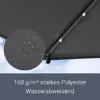 Juskys Ampelschirm Brazil 300 cm LED-Beleuchtung Solar & Kurbel — UV-Schutz wasserabweisend knickbar — Sonnenschirm Gartenschirm Marktschirm — grau - Image 8