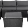 Casaria Polyrattan Lounge Set XL mit 7cm Auflagen 15cm Rückenkissen 5mm Sicherheitsglas Tisch Wetterfest Garten Ecklounge Gartenmöbel Schwarz Anthrazit - Image 9