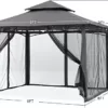 MASTERCANOPY 2,7 x 2,7 m Doppeldach Gartenlaube Pavillon mit 4 Netzwänden für Garten, Hof, Dunkelgrau - Image 4