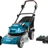 Makita DLM460PT2 Akku-Rasenmäher 2 x 18 V/ 5,0 Ah, 2 Akkus + Doppelladegerät, Blau - Image 4