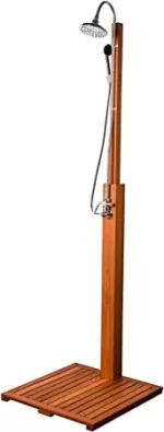 STILISTA Gartendusche Cascata aus 100% Shorea-Hartholz, geölt inkl. Handbrause