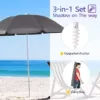 Sekey® 180 cm Sonnenschirm| Stabil Strandschirm mit Bodenhülse & Schutzhülle für Balkon Garten & Terrasse| Neigungswinkel und Höhe verstellbar, Rund Sonnenschutz UPF 50+ - Image 4