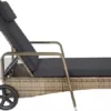 TecTake Poly Rattan Gartenliege mit Rollen, 6-Fach höhenverstellbarer Liegestuhl, bis 120kg belastbar, Sonnenliege Rattan (wetterfest), Liege inkl. Polster und Kissen - Natur/dunkelgrau - Image 6
