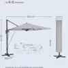 SONGMICS Sonnenschirm 290 x 290 cm, Ampelschirm, Gartenschirm, UV-Schutz UPF 50+, um 360° drehbar, Neigungswinkel verstellbar, mit Ständer, Befestigungsgurten und Abdeckung, hellgrau GPU039G02 - Image 8