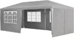 Juskys Partyzelt 3x6 m in Grau — Gartenpavillon mit Dach & Seitenwänden — Gartenzelt mit 18 m² Grundfläche — Sonnenschutz für Outdoor