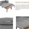Merax Gartenmöbel Set 4-Personen, Lounge Sitzgruppe Outdoor mit Sofa Tisch, Ecksofa-Set aus Stahl und Massivholz, für Garten Balkon und Terrasse, inkl. Kissen, Gartenlounge Set, Hellgrau - Image 6