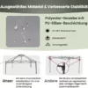 COSTWAY 4x4m Pavillon, Gartenpavillon mit Netzseitenwänden, UV-Schutz 50+, Pop-Up Faltpavillon höhenverstellbar, inkl. Tragetasche mit Rollen, für Garten, Terrasse, Hinterhof (Grau) - Image 5