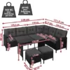 Montafox Poly Rattan Ecklounge 7 Personen Eckbank Tisch 2 Hocker Sitzkissen 5cm Gartengarnitur Sitzgruppe Ecksofa Terrasse Sitzecke Eckgarnitur Garten Wintergarten, Farbe:Nachtschwärmergrau - Image 5