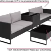 TecTake Polyrattan Lounge Sitzgruppe, 4-TLG. Gartenmöbel Set mit Sofa Tisch und Aufbewahrungsbox, Tisch mit Glasplatte, für Garten Balkon Terrasse, inkl. Sitz- und Rückenkissen (Schwarz | Nr. 404300) - Image 5