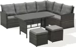 SVITA Monroe Garten-Lounge Set Polyrattan Lounge-Möbel Sitzgruppe Garten Grau
