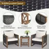 GIANTEX Rattan Gartenmöbel Set 3 teilig, Balkonmöbel Set 2 Personen, Gartensitzgruppe Lounge Set 2 Sessel mit Holztisch, Gartengarnitur Sitzgruppe Gartenlounge Set inkl. waschbarer Kissen - Image 4