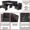 Mendler Poly-Rattan-Garnitur HWC-L81, Gartengarnitur Sitzgruppe Lounge-Esstisch-Set, Bank Sessel - grau, Polster dunkelgrau - Image 3
