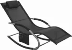 SoBuy OGS28-SCH Swingliege Schaukelliege Sonnenliege Liegestuhl Relaxliege Gartenliege mit Tasche Gewebe in schwarz 150 kg Belastung