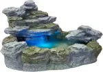 STILISTA® Mystischer Gartenbrunnen Olymp Brunnen in Steinoptik 100x80x60cm groß Springbrunnen inkl. Pumpe und LED- Beleuchtung rot blau gelb grün
