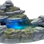 STILISTA® Mystischer Gartenbrunnen Olymp Brunnen in Steinoptik 100x80x60cm groß Springbrunnen inkl. Pumpe und LED- Beleuchtung rot blau gelb grün