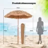 COSTWAY Sonnenschirm Hawaii, Strandschirm Stroh neigbar, Gartenschirm höhenverstellbar, UV-Schutz, Strohschirm Marktschirm Terrassenschirm mit Tragetasche für Garten, Strand, Outdoor - Image 6