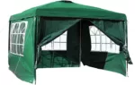 3x3m Pavillon, grün, mit abnehmbaren Seitenteilen und großen Fenstern, Gartenpavillon, Partyzelt