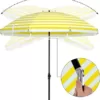SONGMICS Sonnenschirm für Strand, Ø 200 cm, Gartenschirm, UV-Schutz bis UPF 50+, knickbar, tragbar, Schirmrippen aus Glasfaser, gelb-weiß gestreift GPU65YW - Image 6