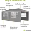Juskys Partyzelt 3x6 m in Grau — Gartenpavillon mit Dach & Seitenwänden — Gartenzelt mit 18 m² Grundfläche — Sonnenschutz für Outdoor - Image 4