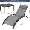 3-Teiliges Sonnenliege set, Liegestuhl mit verstellbarem Kopfpolster & 5 verstellbaren Rückenlehnen, Relaxliege für Mittagspause mit Beistelltisch, Alu Gartenliege wetterfest, Balkon liegestuhl, Grau - Image 4