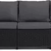 Allibert by Keter Gartenlounge Sofa California 3-Sitzer, graphit/ cool grey, inkl. Sitz- und Rückenkissen, Kunststoff, runde Rattanoptik, 199 x 68 x 72 cm - Image 3