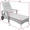 TecTake Poly Rattan Gartenliege mit Rollen, 6-Fach höhenverstellbarer Liegestuhl, bis 120kg belastbar, Sonnenliege Rattan (wetterfest), Liege inkl. Polster und Kissen - Natur/dunkelgrau - Image 7
