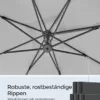 SONGMICS Sonnenschirm 290 x 290 cm, Ampelschirm, Gartenschirm, UV-Schutz UPF 50+, um 360° drehbar, Neigungswinkel verstellbar, mit Ständer, Befestigungsgurten und Abdeckung, hellgrau GPU039G02 - Image 7