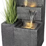 Springbrunnen Grada Bepflanzbar mit LED Beleuchtung, Wasserfall Gartenbrunnen Kaskade Terrassenbrunnen