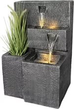 Springbrunnen Grada Bepflanzbar mit LED Beleuchtung, Wasserfall Gartenbrunnen Kaskade Terrassenbrunnen