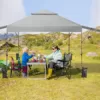 COSTWAY 3x3m Pop Up Pavillon mit Zwei Markisen, Faltpavillon mit Rolltasche, 4 Sandsäcke, UV-Schutz 50+, Gartenzelt faltbar, Partyzelt wasserdicht stabil Winterfest, Gartenpavillon für Garten (Weiß) - Image 10