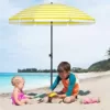 SONGMICS Sonnenschirm für Strand, Ø 200 cm, Gartenschirm, UV-Schutz bis UPF 50+, knickbar, tragbar, Schirmrippen aus Glasfaser, gelb-weiß gestreift GPU65YW - Image 3