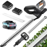 MASKO® Akku Heckenschere Profi Hecken & Strauchschere 57cm Schnittlänge Inkl. 21V Akku 2,0 Ah & Ladegerät kabellos Elektro-Heckenschere 27mm Zahnabstand Dual Schnittklingen Verstellbarer Griff Grau