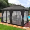 Swing & Harmonie Luxus Pavillon mit LED Beleuchtung - Hochwertiges Gartenzelt - Robustes Partyzelt - Wasserabweisender Gartenpavillon - (mit Moskitonetz, anthrazit) - Image 6