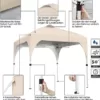 Yaheetech Faltpavillon 3x3 m Pop up Pavillon Gartenpavillon, Stabil Höhenverstellbar Wasserdicht Sonnenschutz, mit Entlüftung Rolltragetasche, für Outdoor Markt Garten Hof, Beige - Image 9