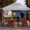 COSTWAY 3x3m Pop Up Pavillon mit Zwei Markisen, Faltpavillon mit Rolltasche, 4 Sandsäcke, UV-Schutz 50+, Gartenzelt faltbar, Partyzelt wasserdicht stabil Winterfest, Gartenpavillon für Garten (Weiß) - Image 9