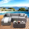 Increkid Rattan Gartenmöbel-Set,Lounge Gartenmöbel Set,Gartenlounge Set mit Kissen und Glastisch Sitzbezüge Terrassenmöbel, Ecksofa für Terrasse, Balkon, Garten - Image 7