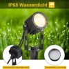 Greenclick Gartenbeleuchtung LED, 6 Set 1800LM 21 m Kabel Gartenbeleuchtung mit Strom, IP65 wasserdicht Gartenleuchte mit Erdspieß, Gartenstrahler Warmweiß COB Gartenlampe für Außen Rasen Weg Teich - Image 3